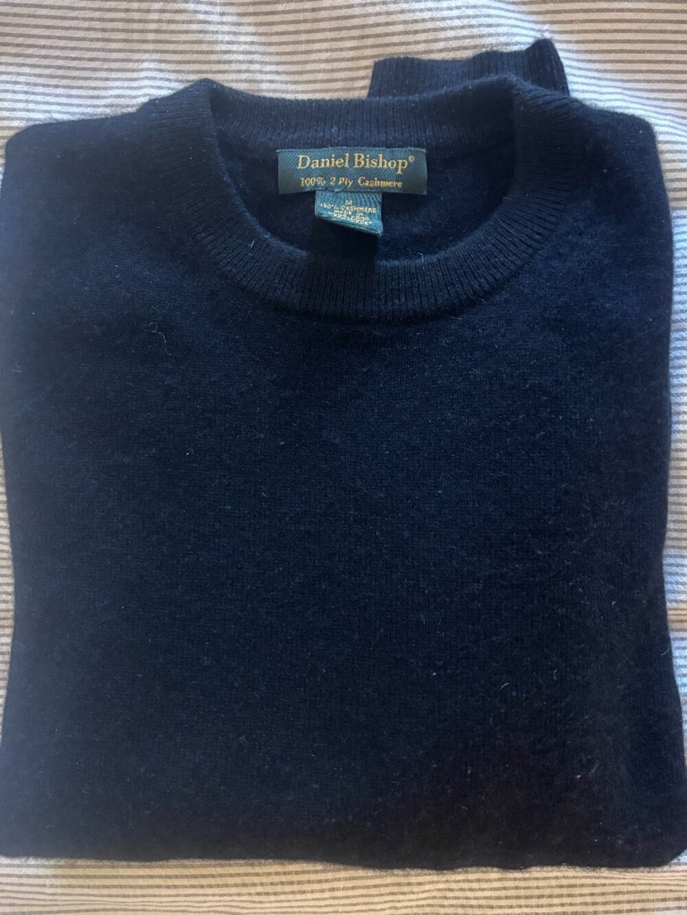 Luxurious Daniel Bishop Black Cashmere Crewneck Sweater Size Medium